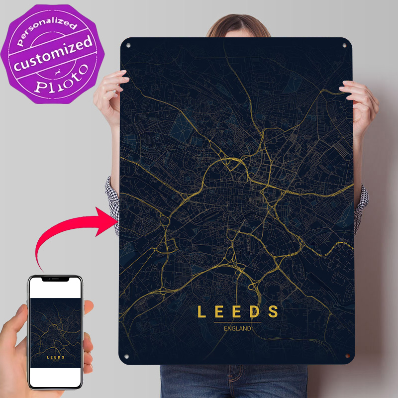 Retro Gaming Leeds - Leeds İngiltere Harita Sanatı 3D Baskılı
