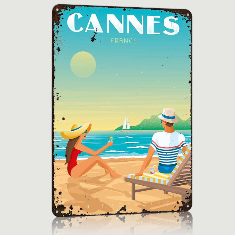 Retro Gaming France - Cannes Fransa Posteri Özelleştirilmiş Vintage Metal