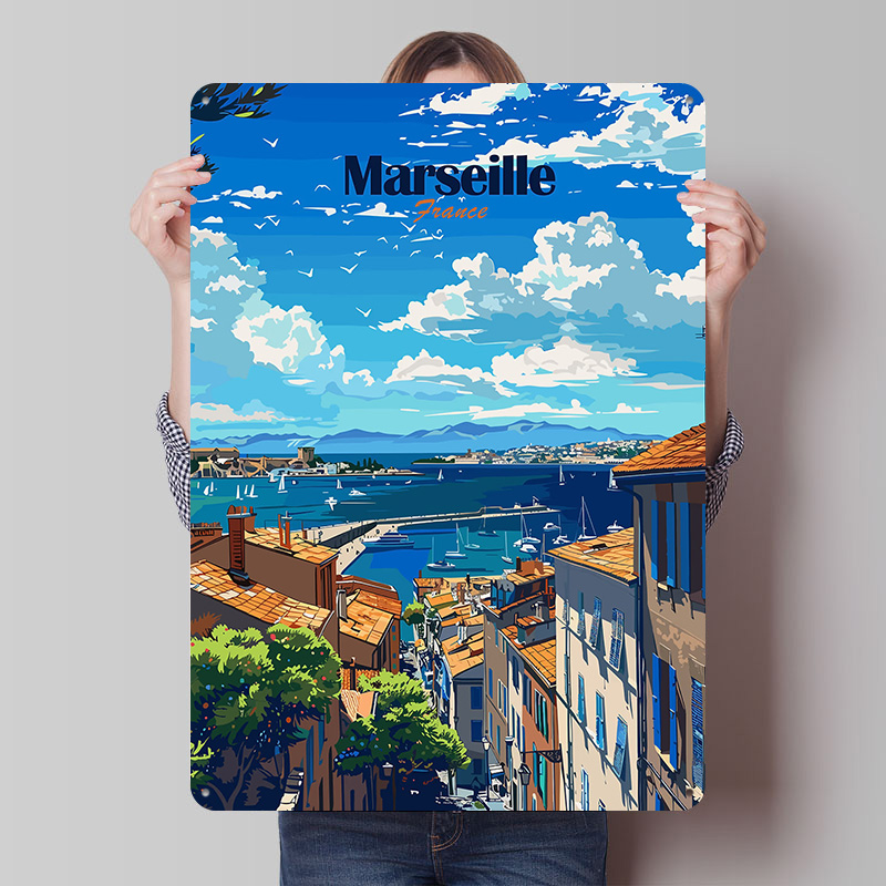 Retro Gaming France - Marsilya Fransa Seyahat Teneke Poster Özel