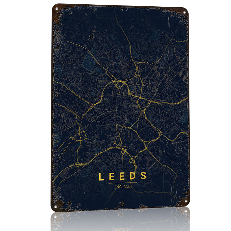 Leeds İngiltere Harita Sanatı  - Retro Gaming Leeds incelemesi ve fiyatı